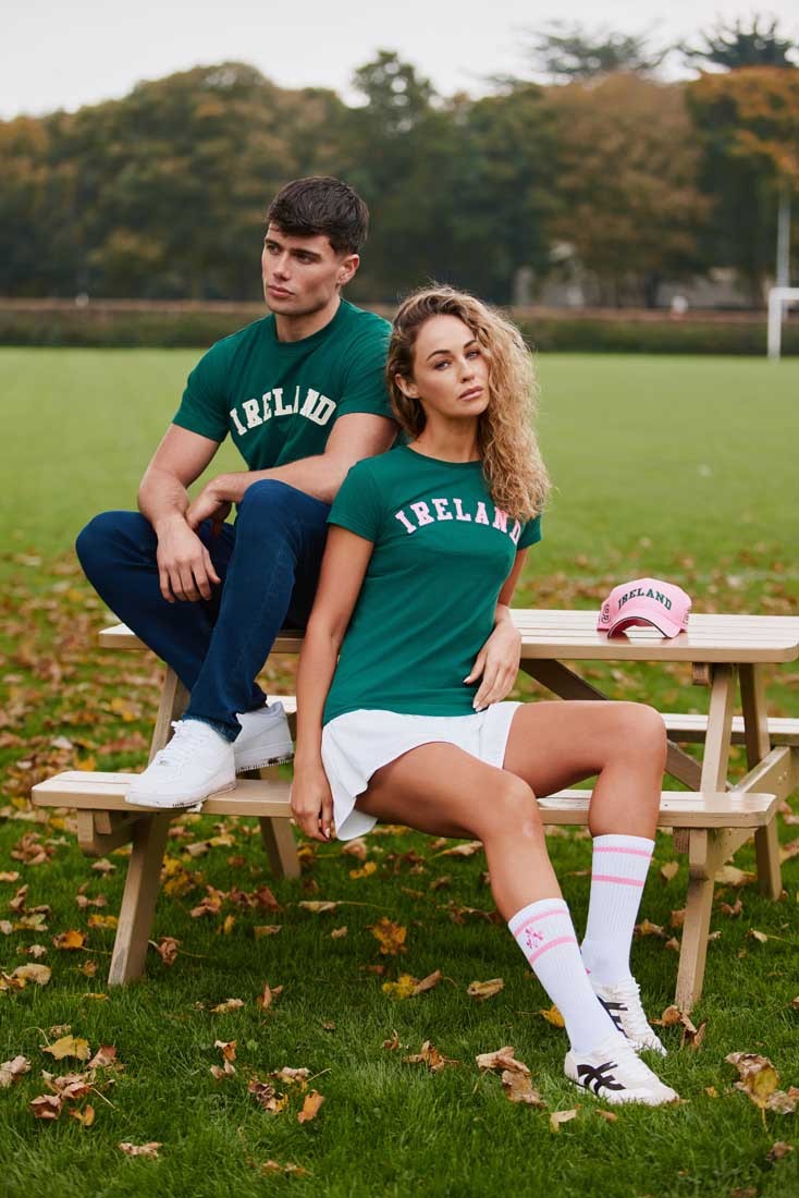 Ireland Ladies T-Shirt in Evergreen & Pink