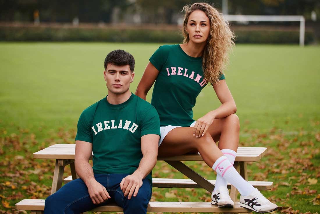 Ireland Ladies T-Shirt in Evergreen & Pink