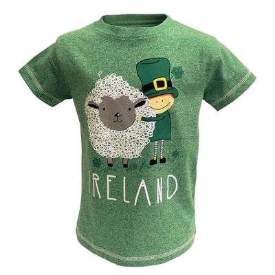 Ireland Leprechaun & Sheep Kids T-Shirt in Green