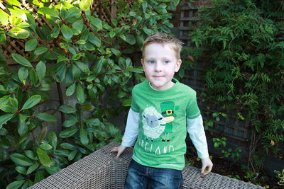 Ireland Leprechaun & Sheep Kids T-Shirt in Green