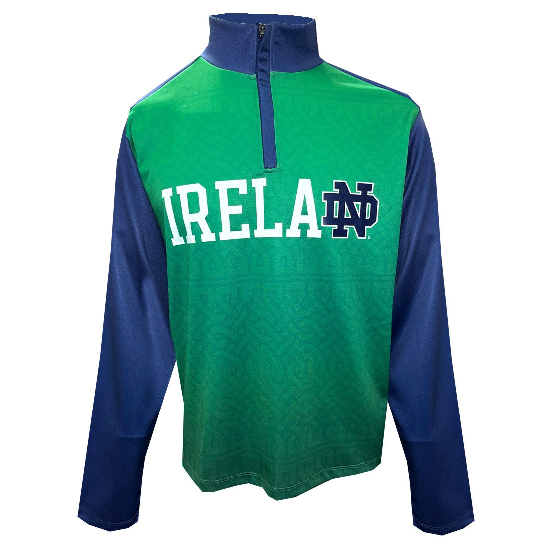 Ireland Notre Dame 1/4 Zip top in Emerald & Navy