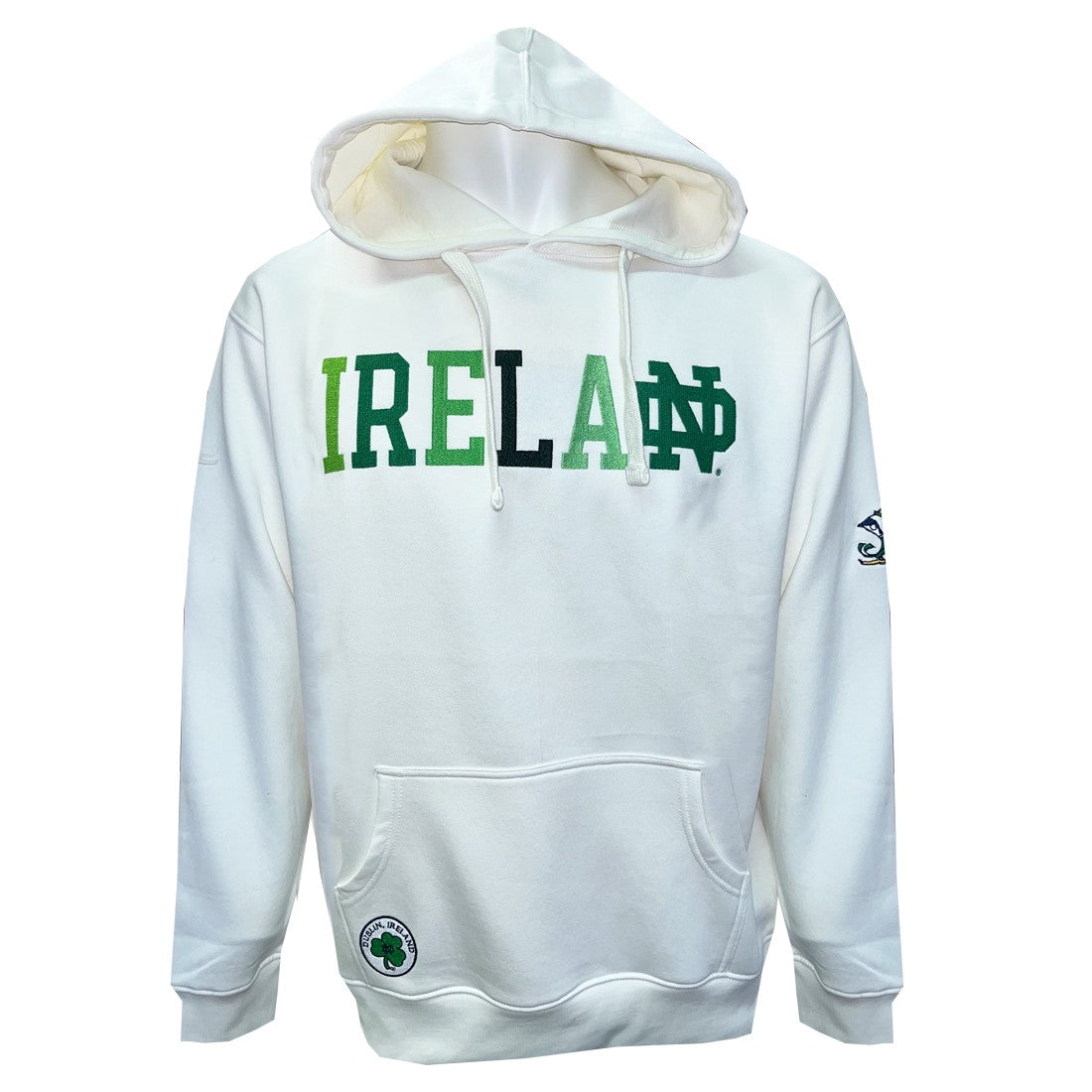 Ireland Notre Dame Hoodie in Cream & Green