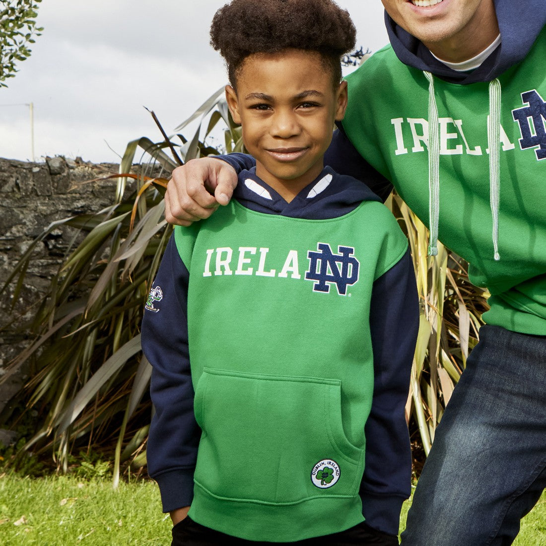 Ireland Notre Dame Kids Hoodie in Emerald & Navy