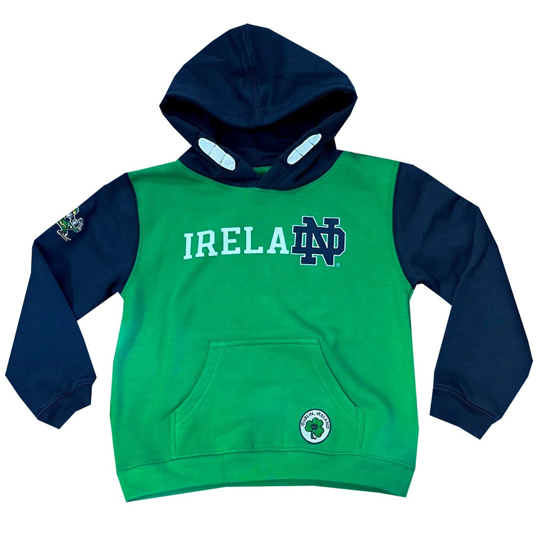 Ireland Notre Dame Kids Hoodie in Emerald & Navy