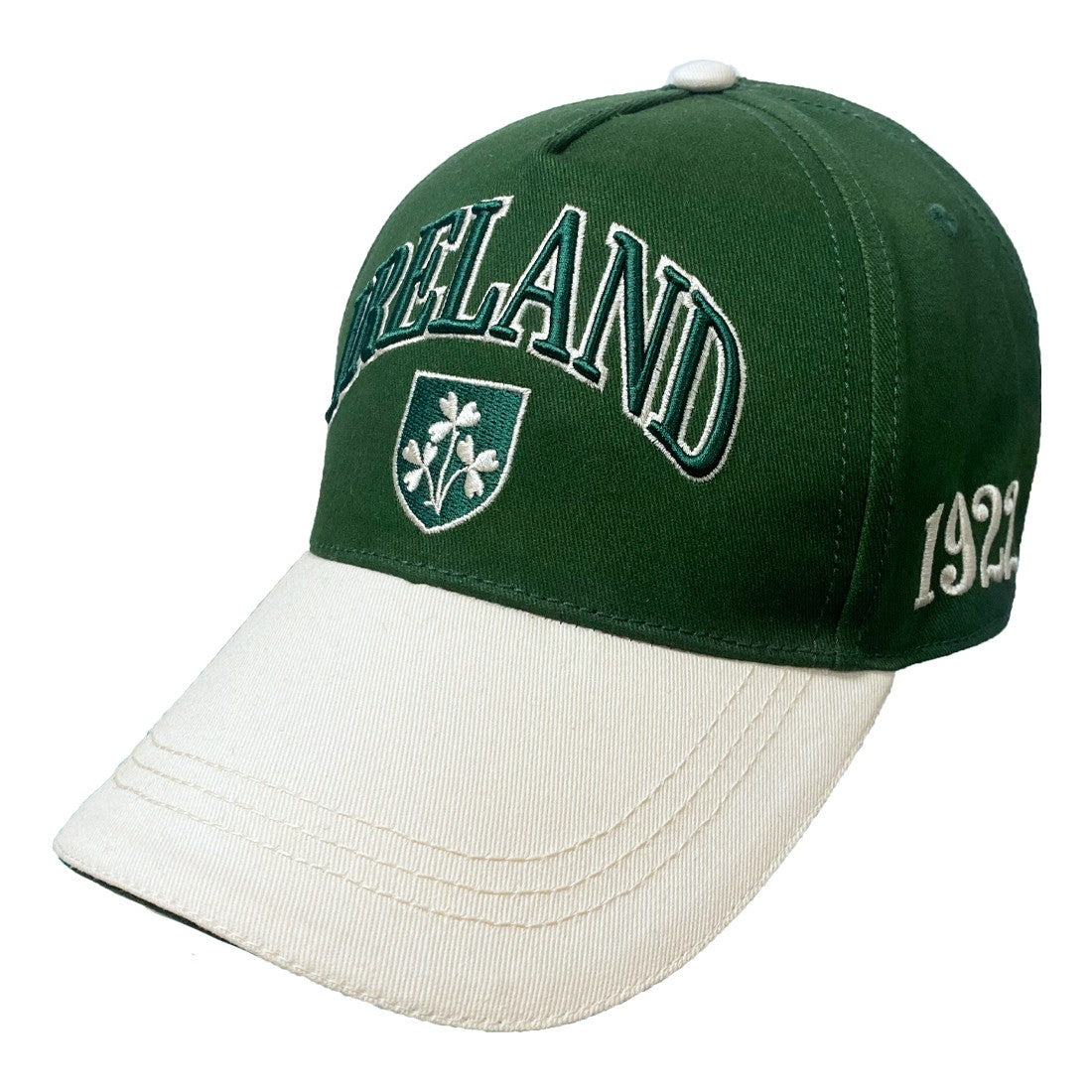 Ireland Shamrock Crest Baseball Cap in Bottle Green & Cream