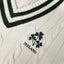 Ireland Shamrock Crest Cable Knit V-Neck Jumper in Cream & Bottle Green