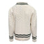 Ireland Shamrock Crest Cable Knit V-Neck Jumper in Cream & Bottle Green