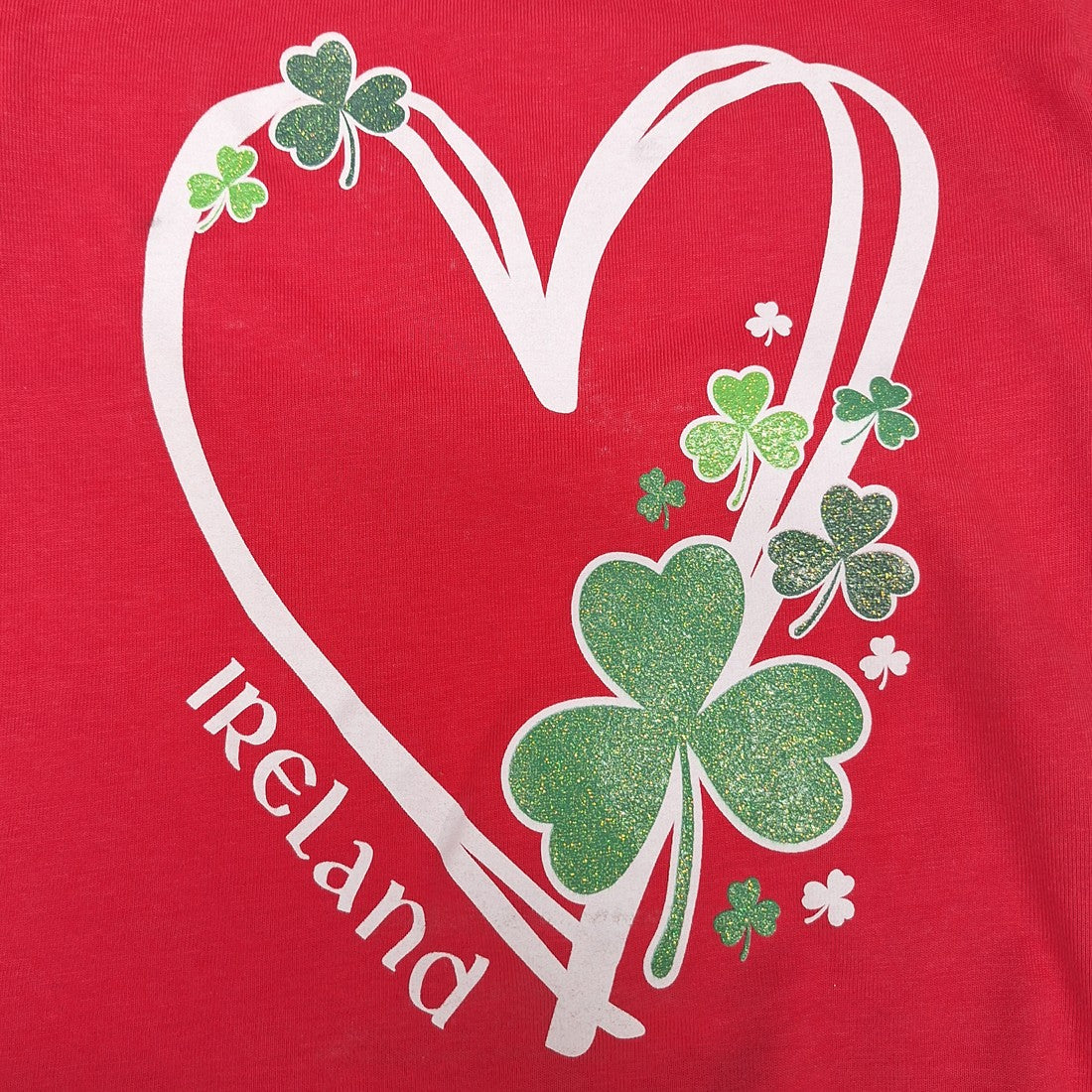 Ireland Shamrock Heart Kids T-Shirt in Pink