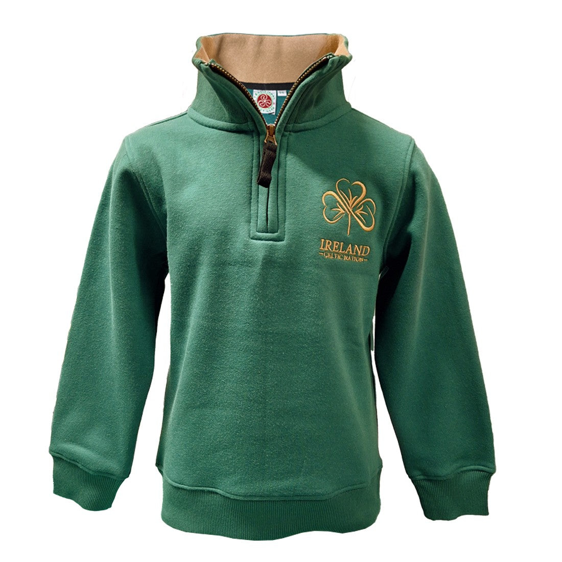 Ireland Shamrock Kids 1/4 Zip Sweatshirt in Azure Green