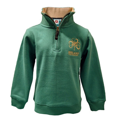 Ireland Shamrock Kids 1/4 Zip Sweatshirt in Azure Green