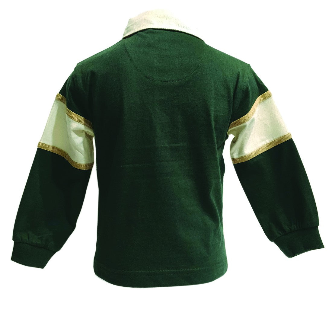 Ireland Shamrock Long Sleeve Kids Rugby Shirt in Bottle Green & Natural