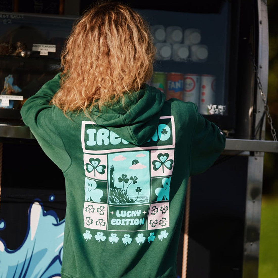 Ireland Shamrock Lucky Edition Hoodie in Bottle Green