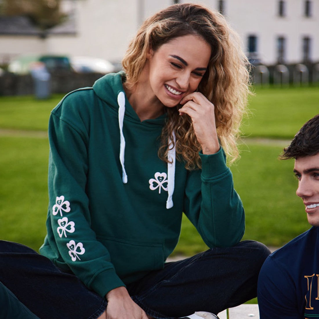 Ireland Shamrock Lucky Edition Hoodie in Bottle Green