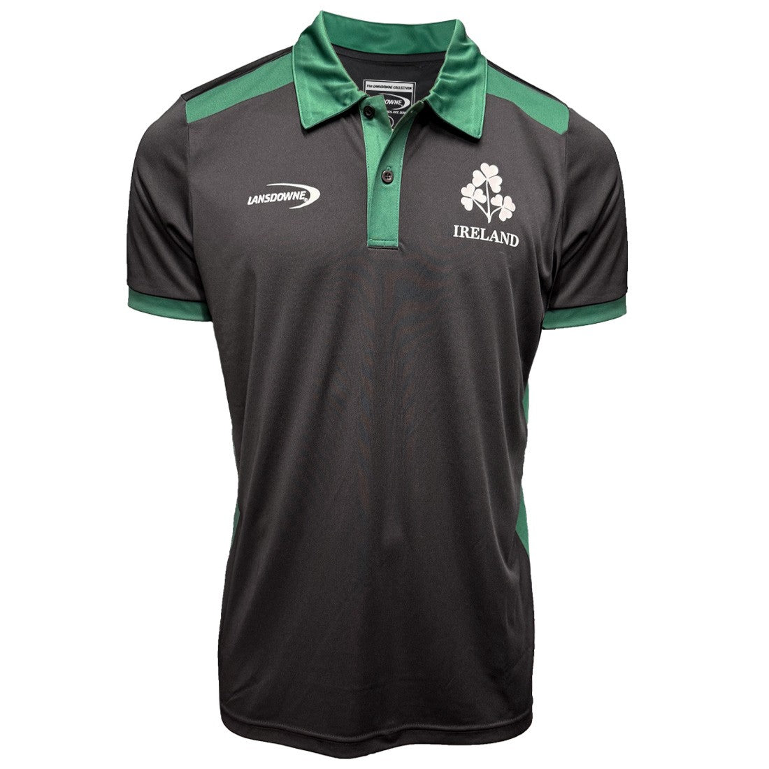 Ireland Shamrock Performance Polo Shirt in Black & Green