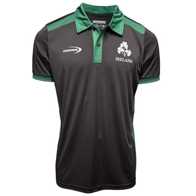 Ireland Shamrock Performance Polo Shirt in Black & Green