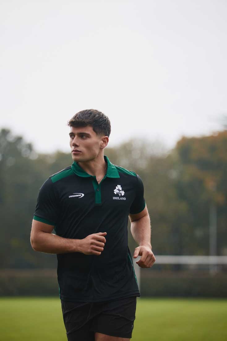 Ireland Shamrock Performance Polo Shirt in Black & Green