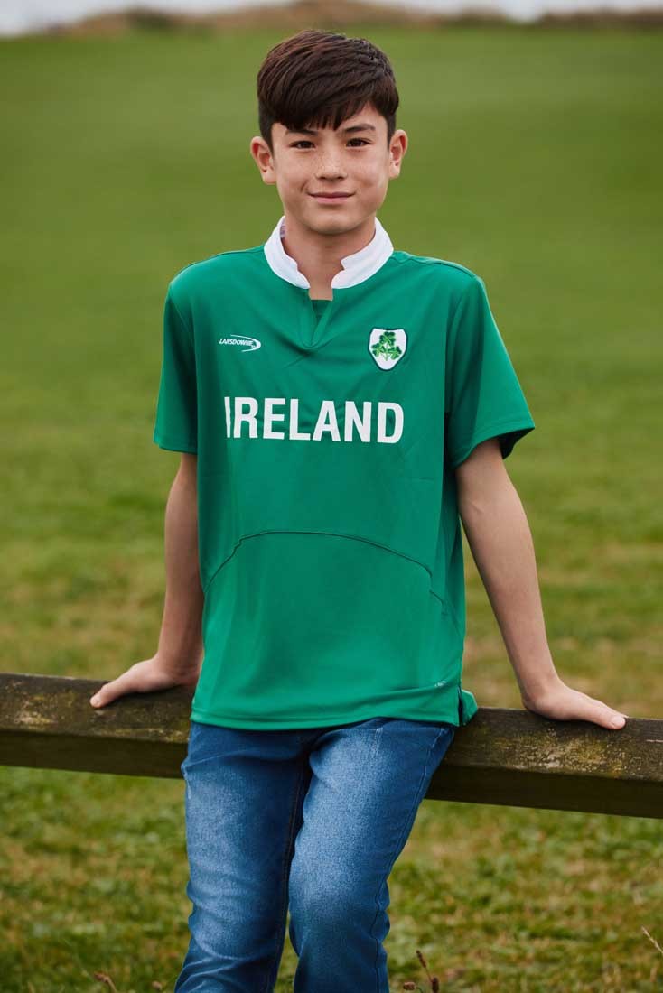 Ireland Shamrock Performance Short Sleeve Kids Rugby Shirt in Green
