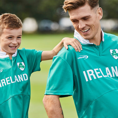 Ireland Shamrock Performance Short Sleeve Kids Rugby Shirt in Green
