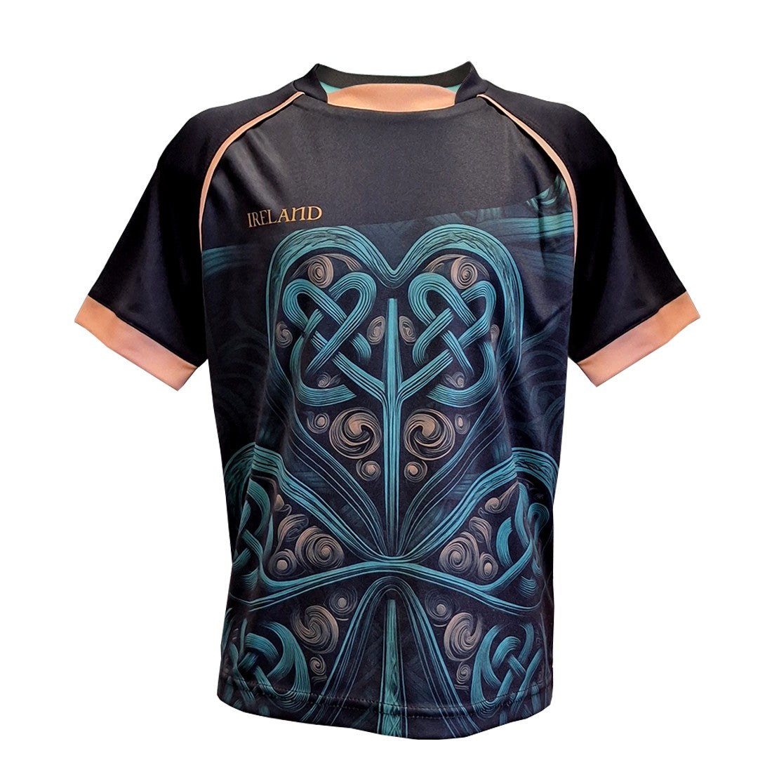 Ireland Shamrock Recycled Performance Kids T-Shirt in Black & Green