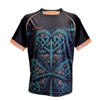 Ireland Shamrock Recycled Performance Kids T-Shirt in Black & Green