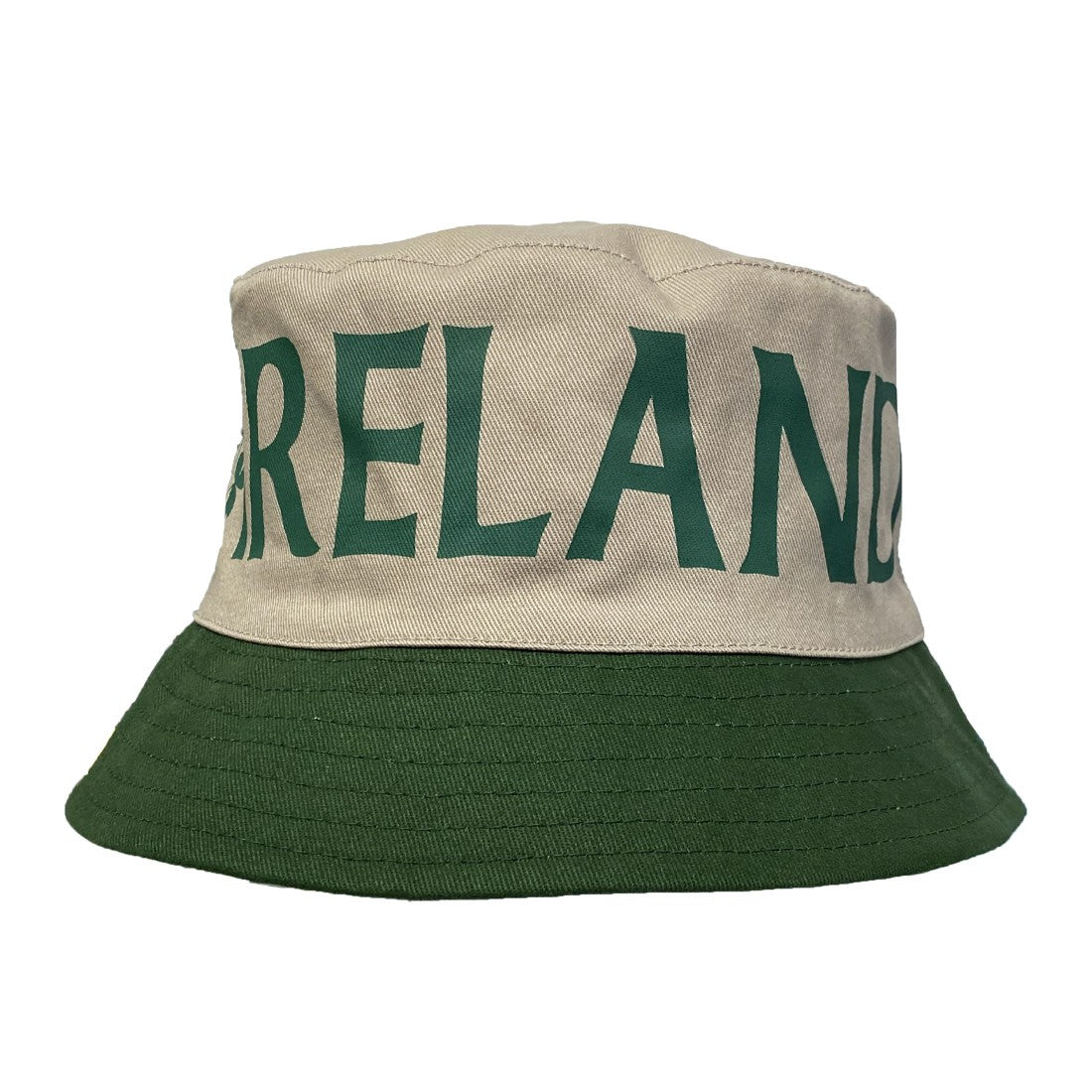 Ireland Shamrock Reversible Bucket Hat in Bottle Green & Beige