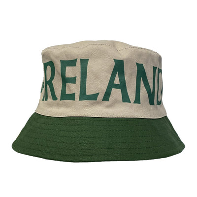 Ireland Shamrock Reversible Bucket Hat in Bottle Green & Beige