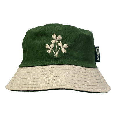 Ireland Shamrock Reversible Bucket Hat in Bottle Green & Beige