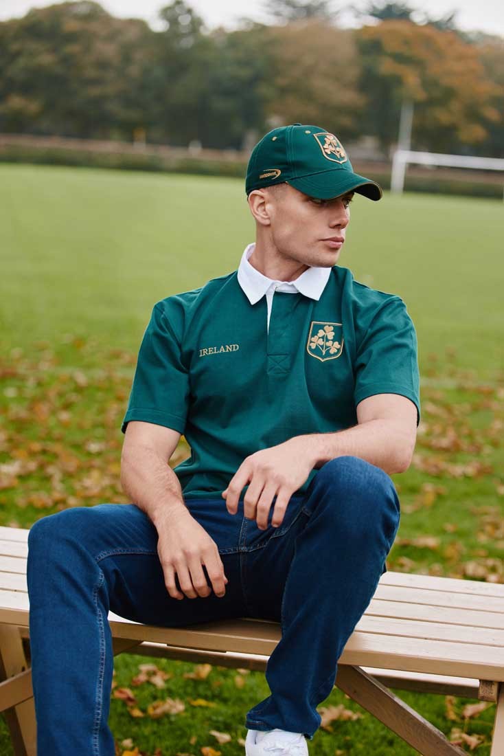 Ireland Shamrock Short Sleeve Rugby Shirt in Dark Green & Gold