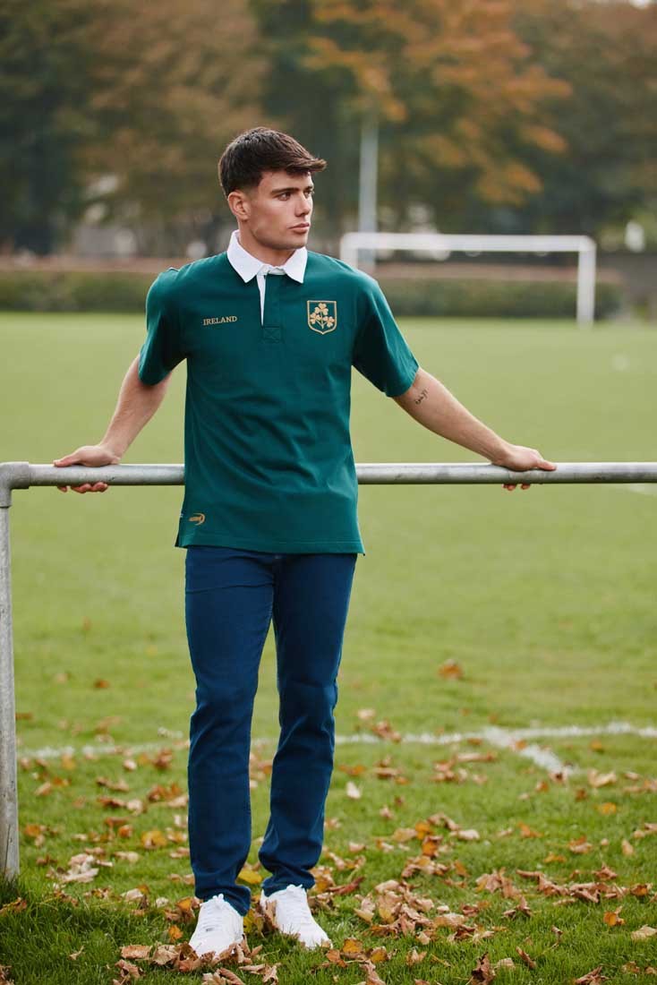 Ireland Shamrock Short Sleeve Rugby Shirt in Dark Green & Gold