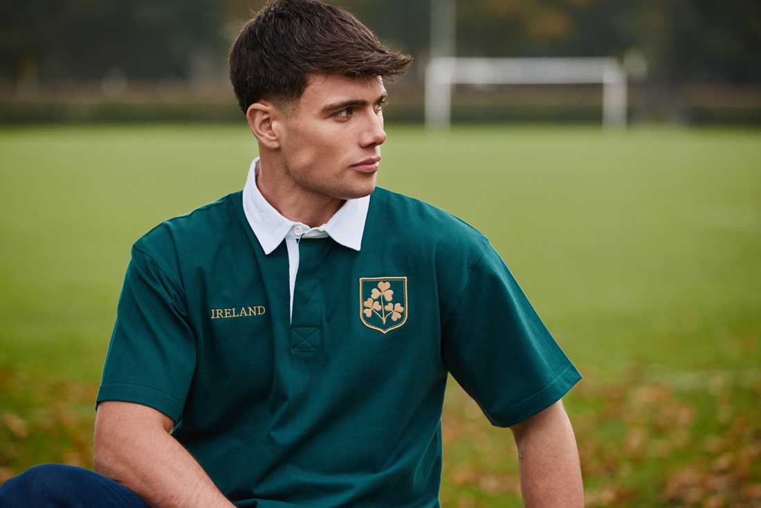 Ireland Shamrock Short Sleeve Rugby Shirt in Dark Green & Gold