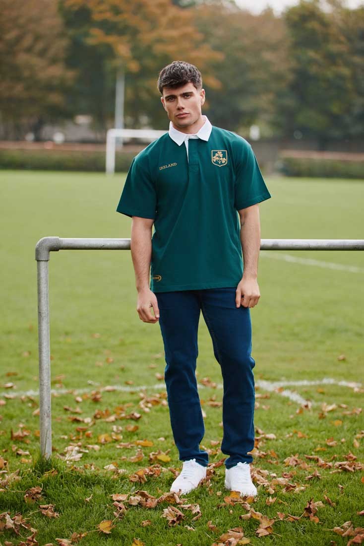 Ireland Shamrock Short Sleeve Rugby Shirt in Dark Green & Gold