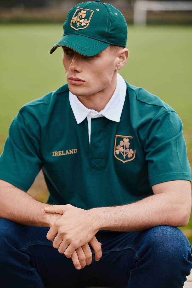 Ireland Shamrock Short Sleeve Rugby Shirt in Dark Green & Gold