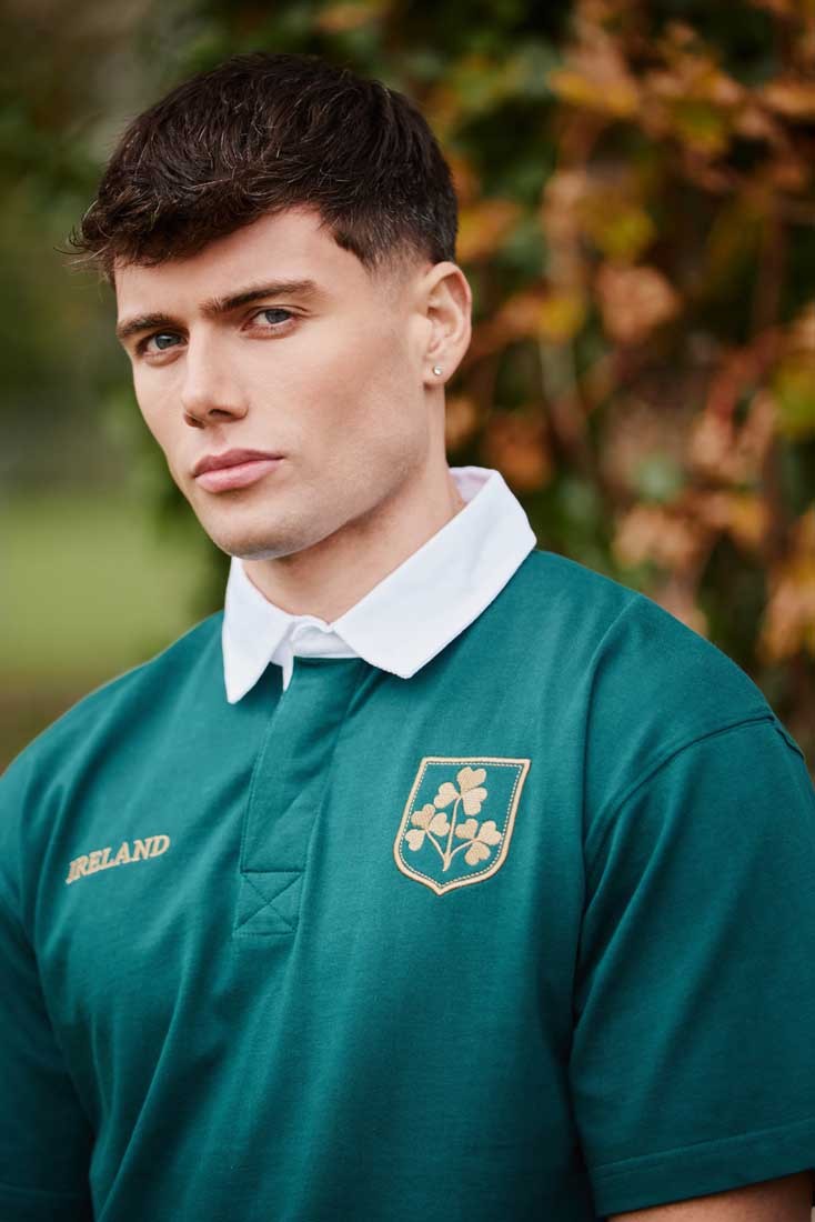 Ireland Shamrock Short Sleeve Rugby Shirt in Dark Green & Gold