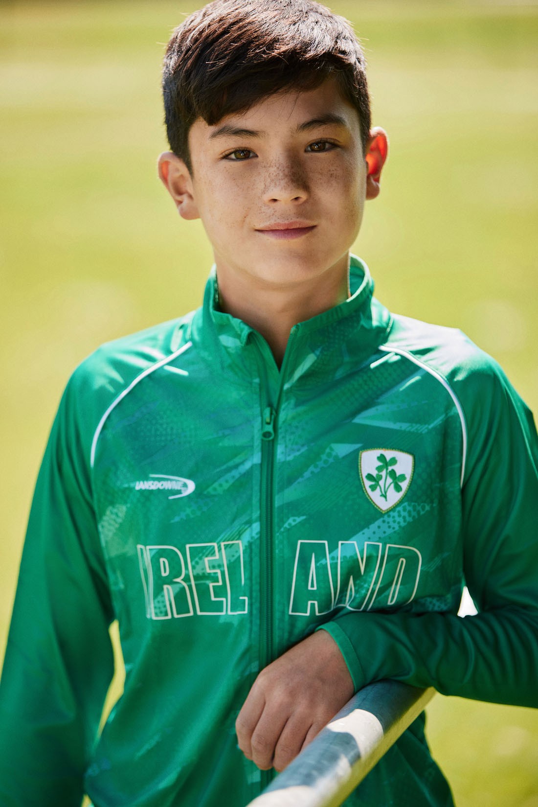 Ireland Shamrock Sublimated Performance Kids Full Zip Hoodie in Emerald