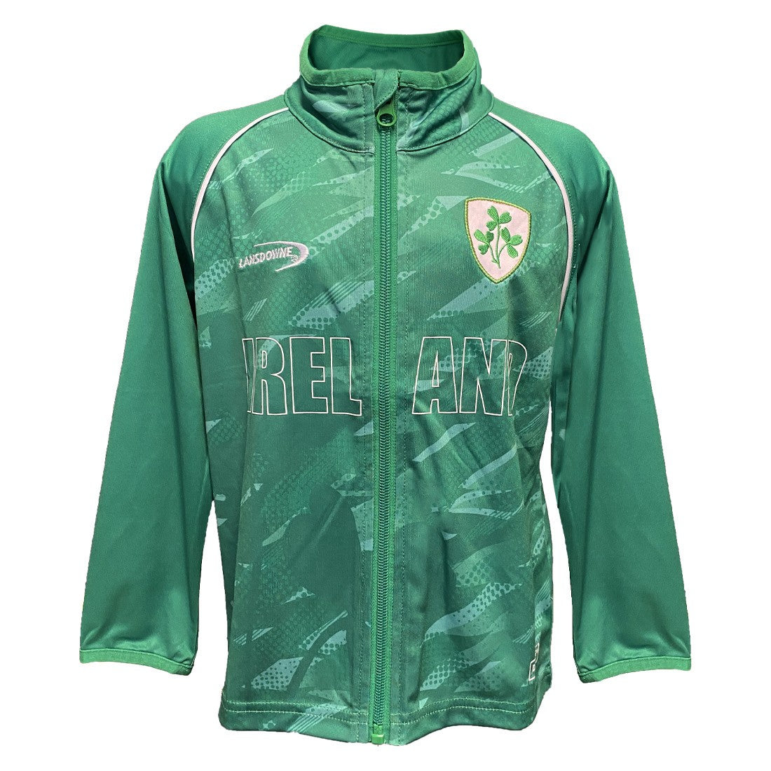 Ireland Shamrock Sublimated Performance Kids Full Zip Hoodie in Emerald