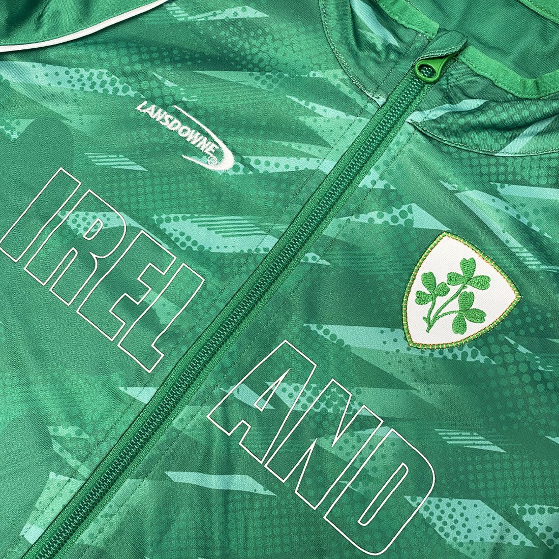 Ireland Shamrock Sublimated Performance Kids Full Zip Hoodie in Emerald