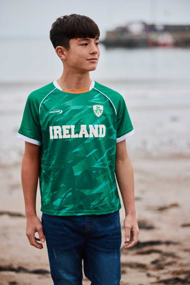 Ireland Shamrock Sublimated Performance Kids T-Shirt in Emerald