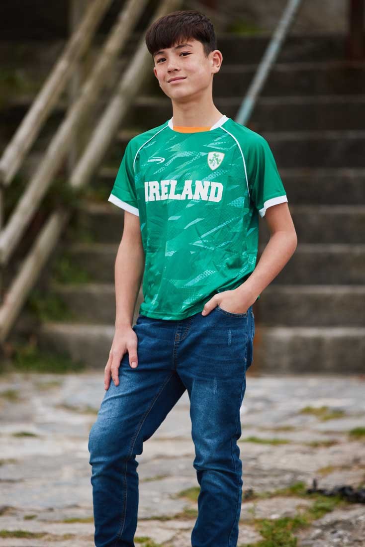 Ireland Shamrock Sublimated Performance Kids T-Shirt in Emerald
