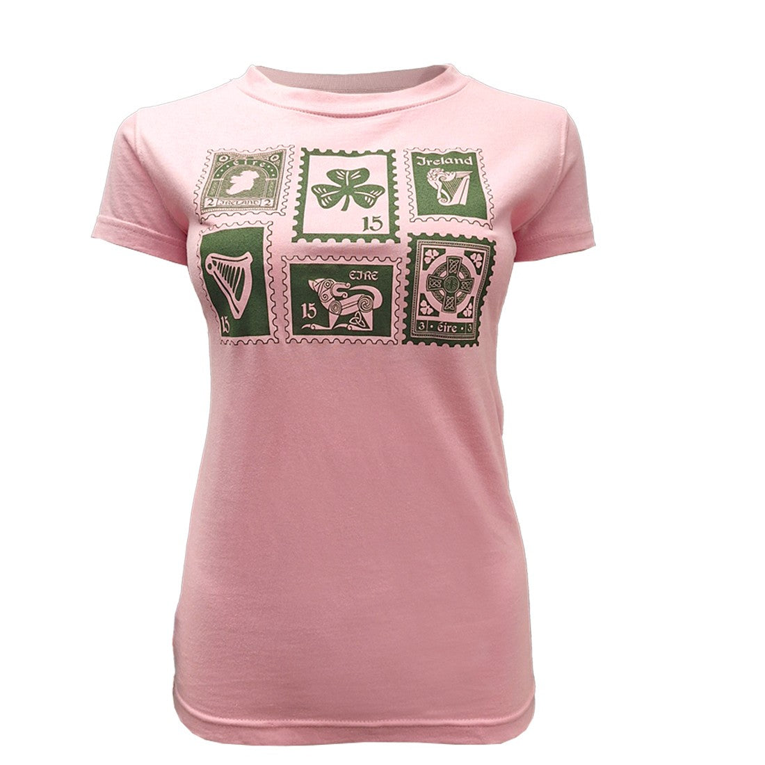 Ireland Stamps Ladies T-Shirt in Soft Pink