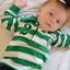Ireland Stripe Baby Sleepsuit in White & Green