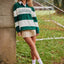 Ireland Stripe Long Sleeve Rugby Shirt in Evergreen & Cream