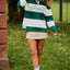 Ireland Stripe Long Sleeve Rugby Shirt in Evergreen & Cream