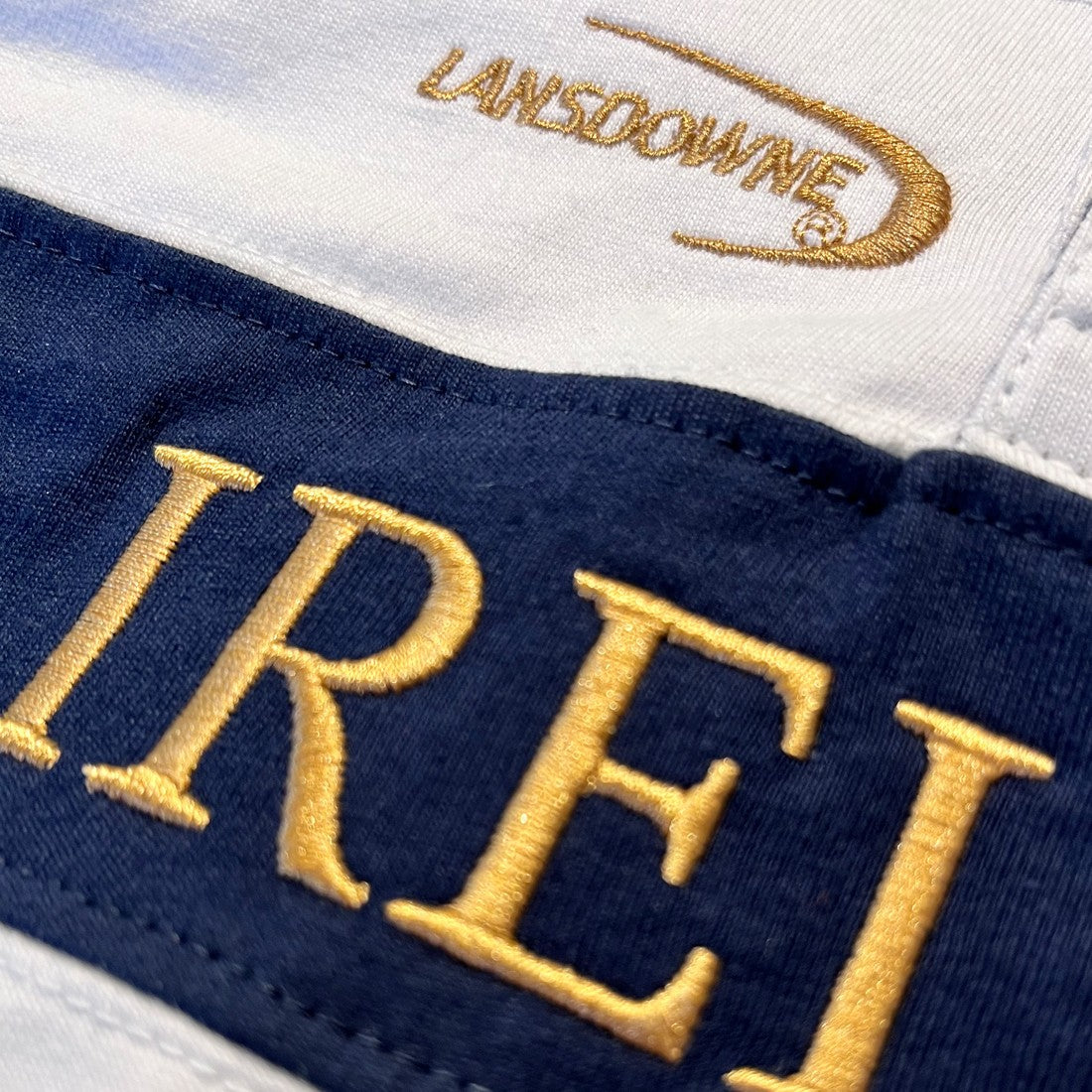 Ireland Stripe Short Sleeve Kids Rugby Shirt in Bottle Green, White & Gold