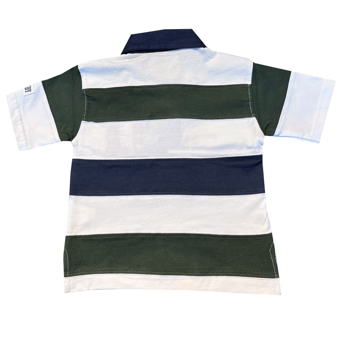 Ireland Stripe Short Sleeve Kids Rugby Shirt in Bottle Green, White & Gold