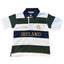 Ireland Stripe Short Sleeve Kids Rugby Shirt in Bottle Green, White & Gold