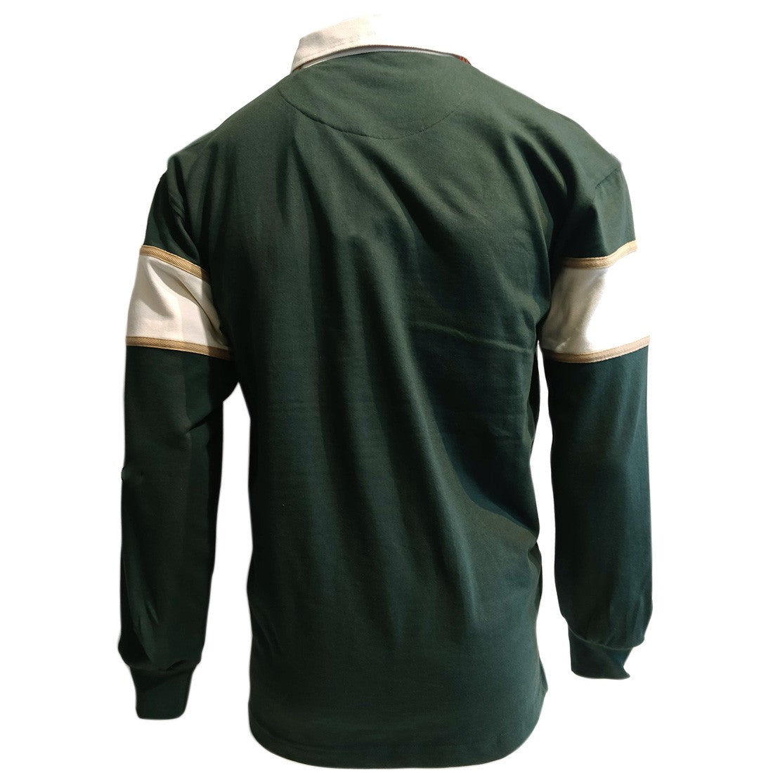 Ireland Three Shamrocks Long Sleeve Rugby Shirt in Bottle Green & Natural