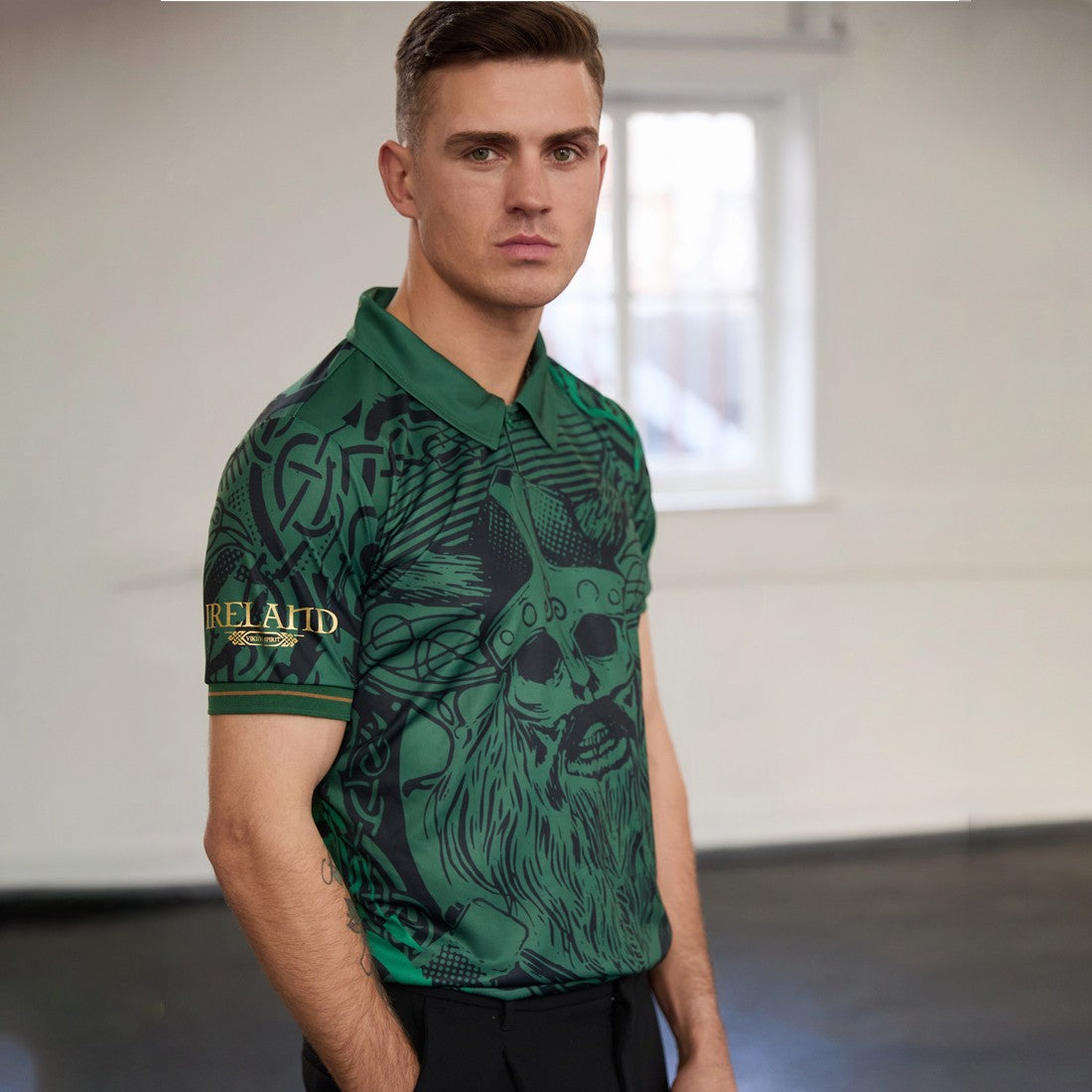 Ireland ‘Viking’ Performance Polo Shirt in Bottle Green