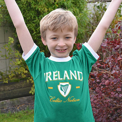 Lansdowne Ireland Ringer Kids T-shirt in Emerald Green & White