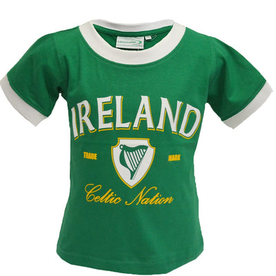 Lansdowne Ireland Ringer Kids T-shirt in Emerald Green & White