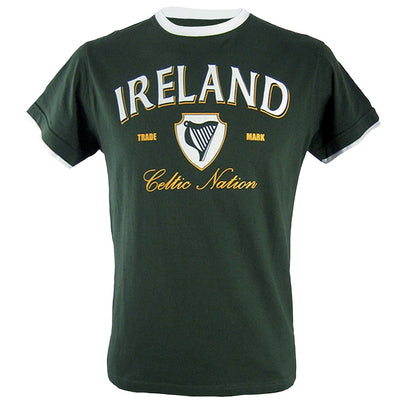 Lansdowne Ireland Ringer T-shirt in Bottle Green & White